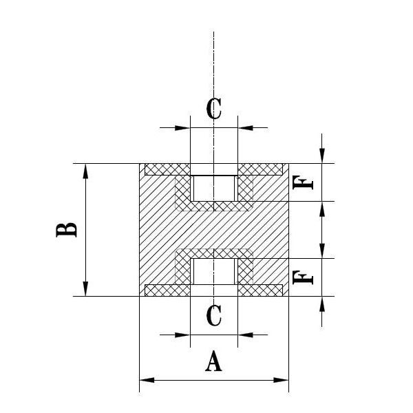 Rubber Vibration Isolator Mount, Female To Female, Metric, Natural Rubber 50A, Zinc-plated Steel